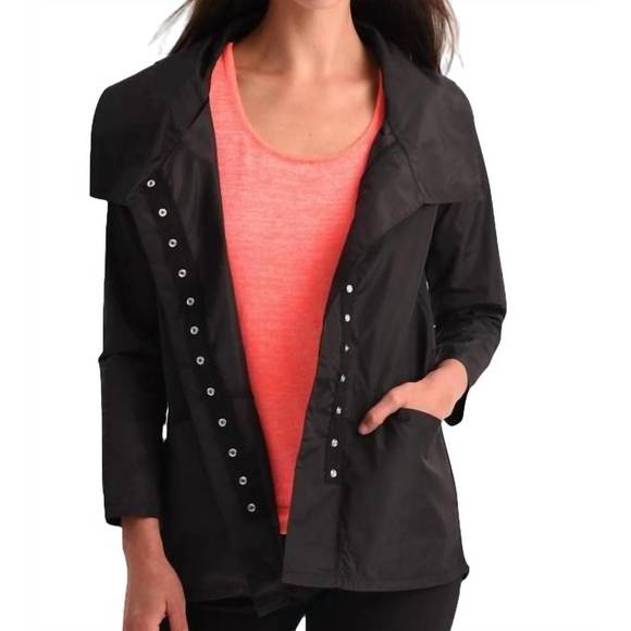 NEW ANGEL snap front rain jacket in black - Picture 1 of 1